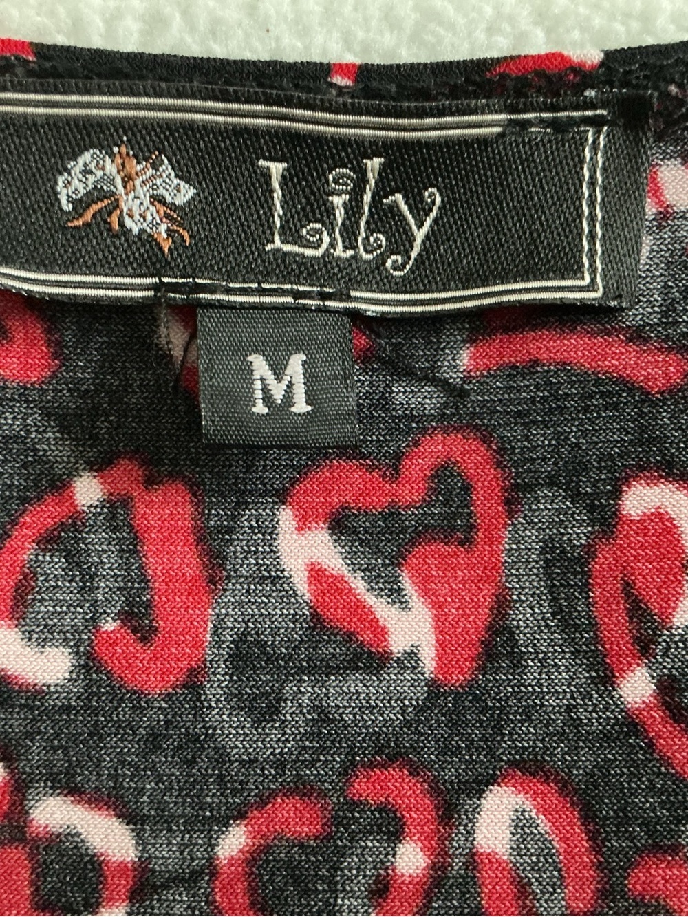 Lily Black & red hearts fit and flare Wrap Dress medium - Picture 8 of 11